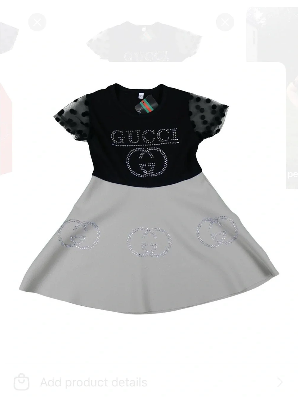 Gucci Black Bodice with White Skirt Kids Formal Dress